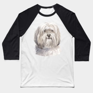 White Havanese Watercolor Art Baseball T-Shirt